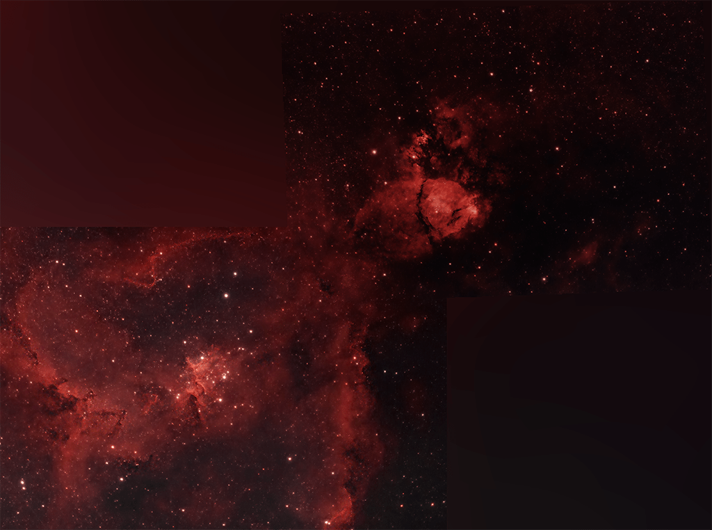 Heart Nebula IC 1805 and Fish Head Nebula IC 1795