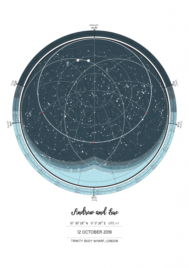 Personalised star map poster
