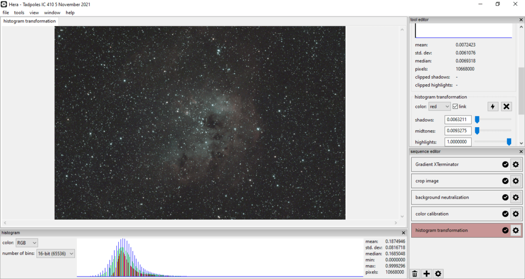 Processing the Tadpoles Nebula in Hera Version 0.1.0