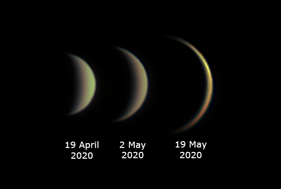 Venus on 19 April, 2 May and 19 May 2020